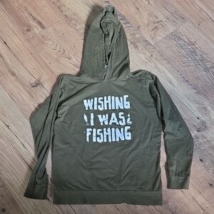 Urban Smalls | Wishing I Was Fishing Olive Green Hoodie